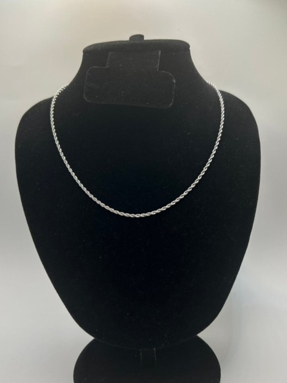 925 Real Silver Rope Chain Plated Necklace 2mm 18 Inch Womens Cute Lifetime